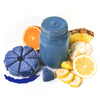Evive smoothie cubes Saphir blue smoothie flavour with ingredients fruits vegetables and smoothie wheel