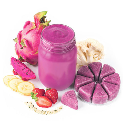 Evive smoothie cubes Viva flavour with ingredients fruits vegetables and smoothie wheel